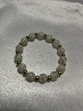 Gold & Clear Bead Stretch Bracelet - Elegant Women’s Jewelry
